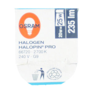 Osram Halopin Pro Bi - Pin Halogen Light Bulb G9 240V 20W Clear 66720