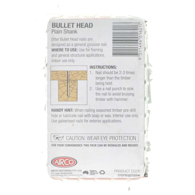 Otter Bullet Head Nail Plain Shank Bright 50x2.8mm 500g BHPB5028G6