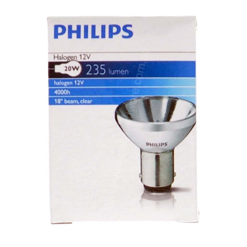 PHILIPS Aluminum Reflector Halogen Light Bulb BA15d 12V 20W 18° 6434