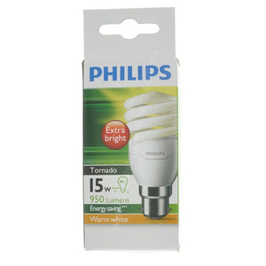 PHILIPS Tornado Spiral Energy Saving Light Bulb B22 240V 15W W/W