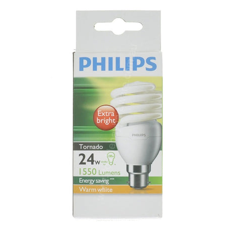 PHILIPS Tornado Spiral Energy Saving Light Bulb B22 240V 24W W/W