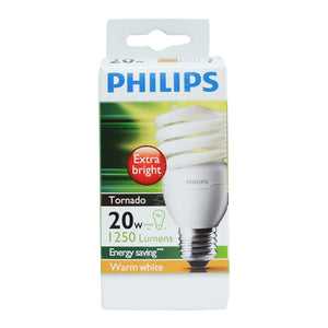 PHILIPS Tornado Spiral Energy Saving Light Bulb E27 240V 20W W/W