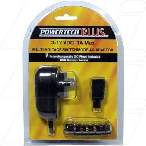 POWERTECH PLUS Multi Voltage AC Adapter 1A, 3 - 12VDC MP - 3312