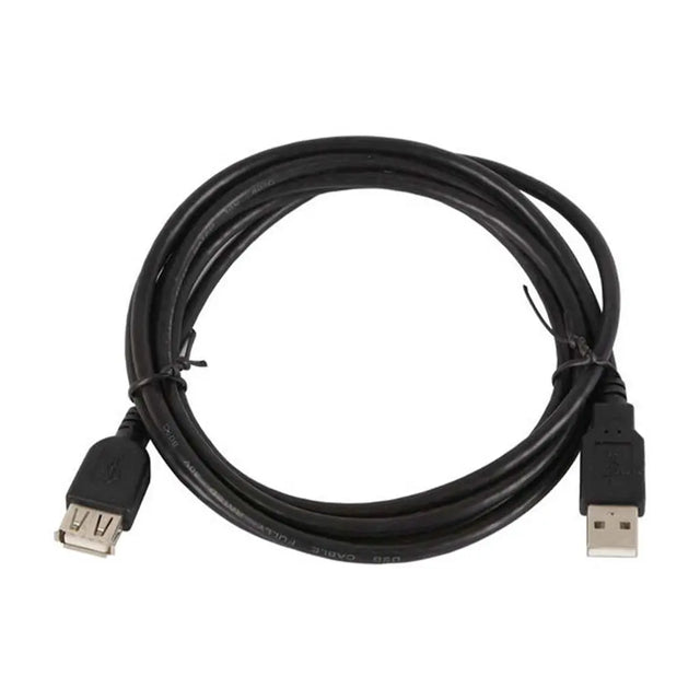 Black USB cable coiled on a white background