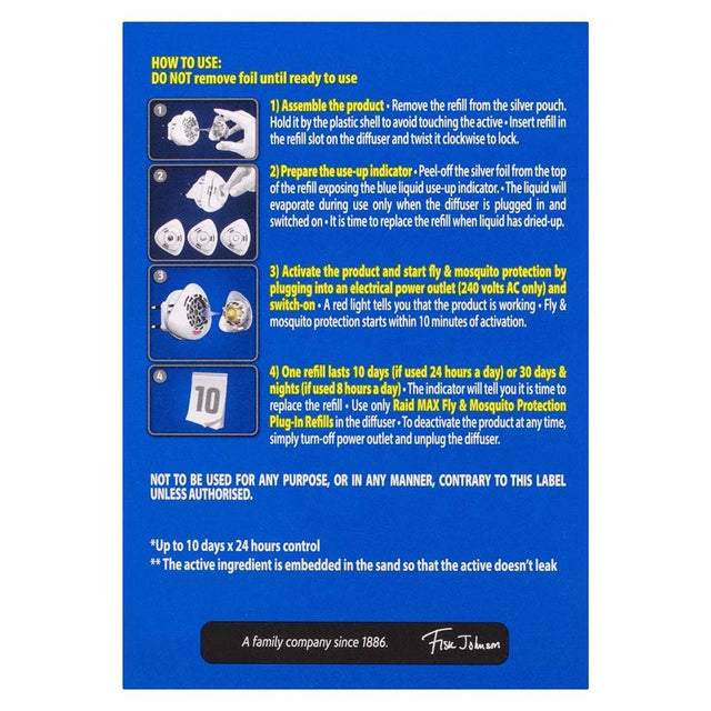 Raid Max Fly & Mosquito Protection Plug - in 200 Hours Control 1 Unit+1 Refill