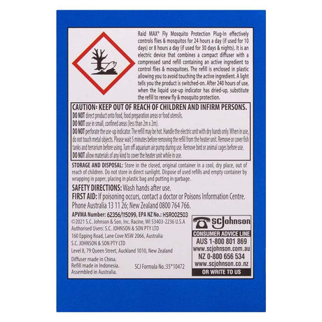 Raid Max Fly & Mosquito Protection Plug - in 200 Hours Control 1 Unit+1 Refill