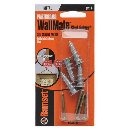 Ramset Wallmate Stud Solver Anchor With Screws 20Kg 4Pcs R934757
