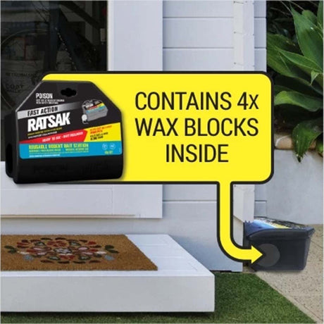 RATSAK Fast Action Reusable Rodent Bait Station Include Bait