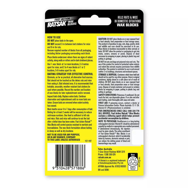RATSAK Fast Action Wax Blocks 80g