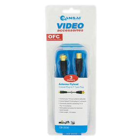 SANSAI Antenna Flylead Coaxial 75ohm Plug to F - Type Plug Screw 3M CB2030