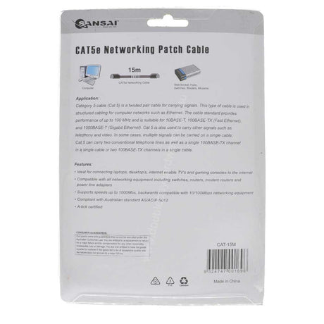 SANSAI CAT - 5 Networking Patch Cable 15M CAT - 15M