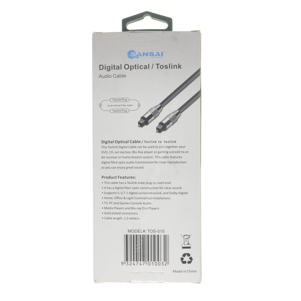 SANSAI Digital Optical/ Toslink Cable 1.5M TOS - 015