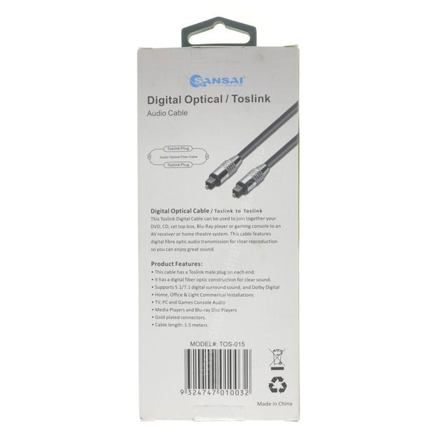 SANSAI Digital Optical/ Toslink Cable 1.5M TOS - 015