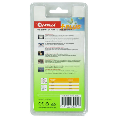 SANSAI Energy Saving 3U Light Bulb B22 240V 7W D/L
