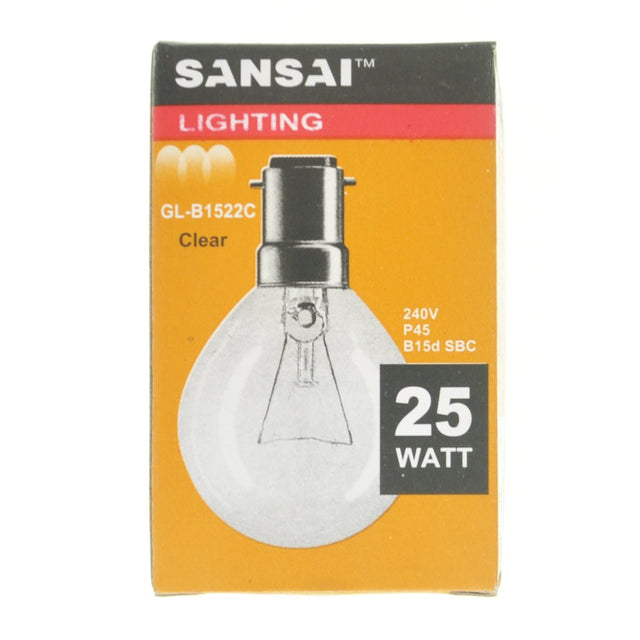 SANSAI Fancy Round Incandescent Light Bulb B15 240V 25W Clear GL - B1522C
