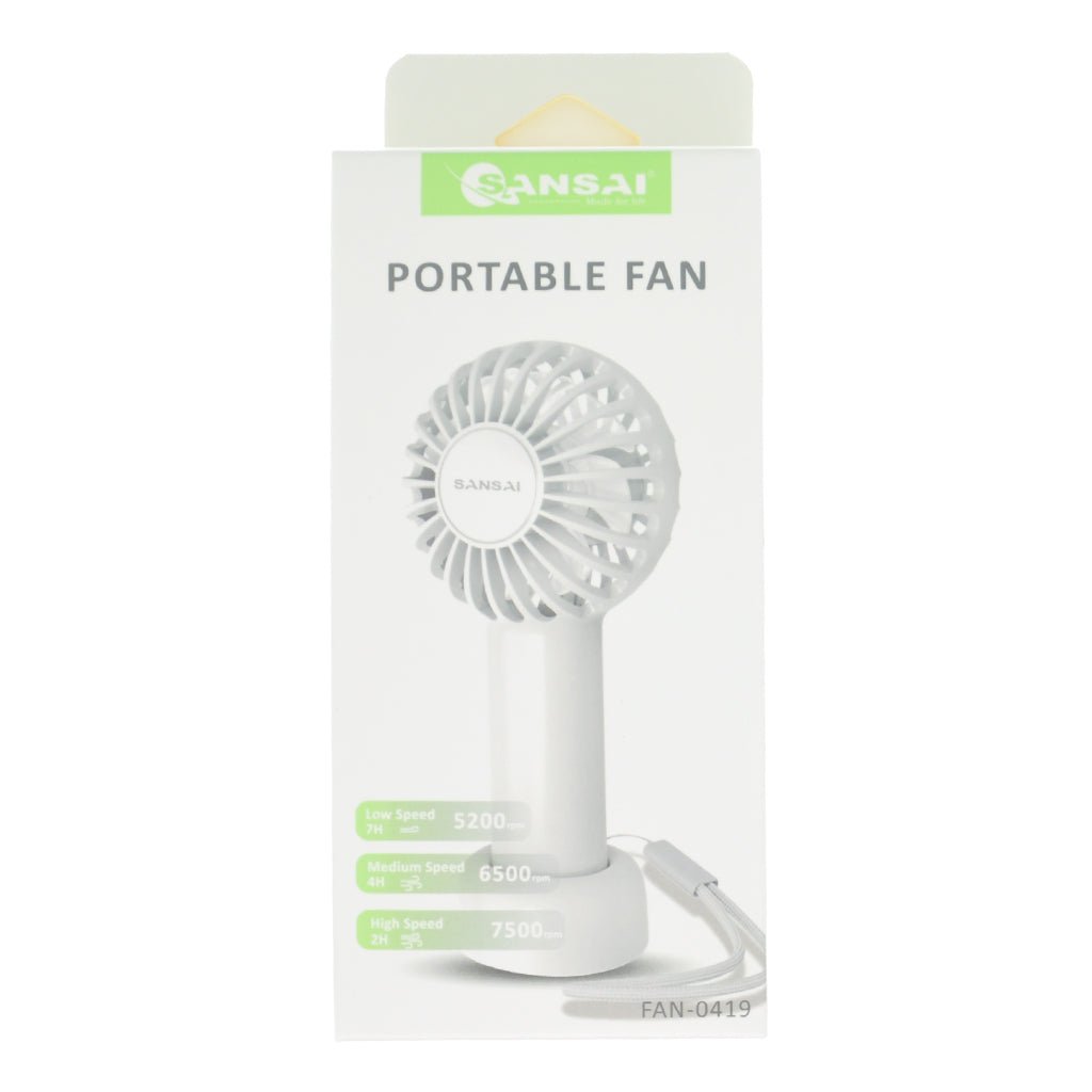 Sansai Hand Held Portable Fan 3 Speed Rechargeable FAN - 0419