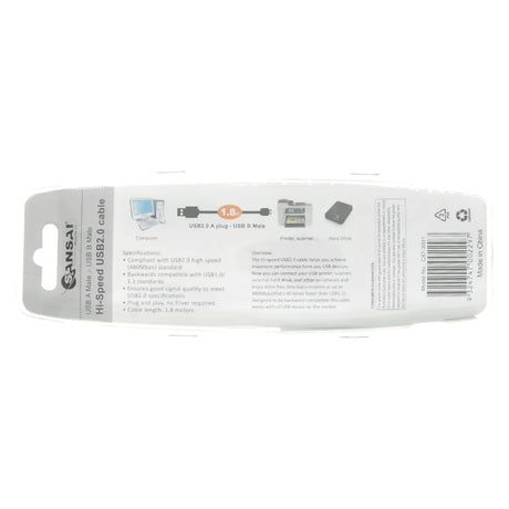 SANSAI Printer Cable USB - A Male To USB - B Male 1.8M CAT - 3001