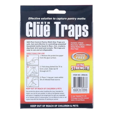 SAS Moth Glue Traps Non - Toxic 130x100mm 3Pcs 280636
