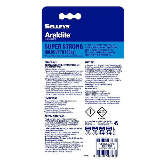 SELLEYS Araldite Epoxy Adhesive 5 Minute 150Kg 8ml