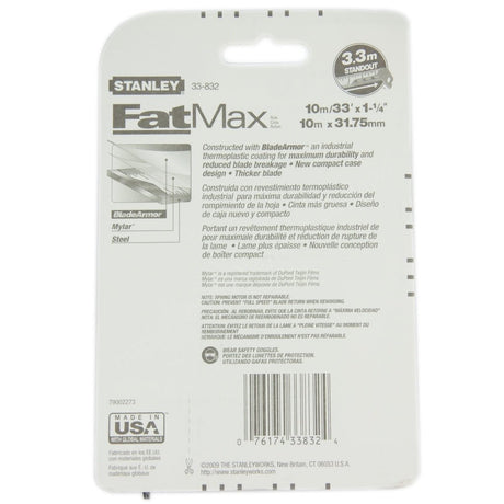 STANLEY FatMax BladeArmor Tape Measure 10M/33' 33 - 832