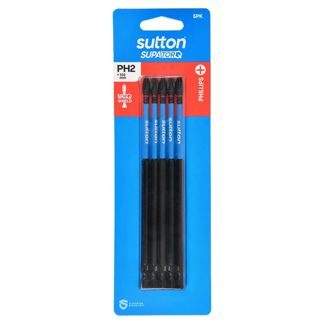 suttontools SupaTorq Philips Impact Screwdriver Bit PH2X150mm 5Pcs S200H05G02