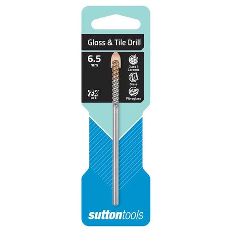 Glass and tile drill bit in Sutton Tools packaging on a white background