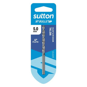 Sutton XP Bullet 5.0 mm metal wood borer bit in blue retail packaging, shown vertically on a white background.