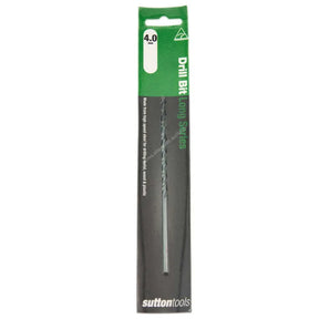 Sutton Tools Drill Bit Long Stakes 4.0 mm in retail packaging, featuring a black and green cardboard sleeve with a single metal stake visible.