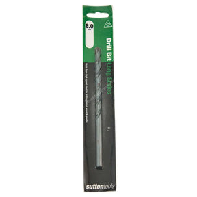 Sutton Tools 8.0 mm Drill Bit Long Series Long Shank drill bit in its original green and black retail packaging.