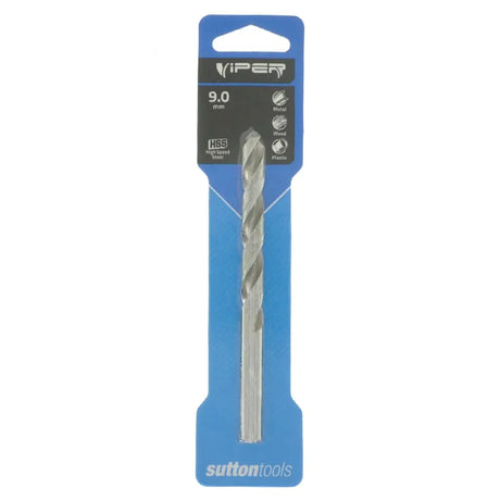 A silver metal drill bit in blue retail packaging with a black header card. The brand name 'VIPEY' is visible at the top, and 'sutton tools' is printed at the bottom.