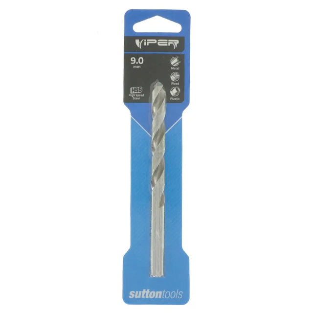 A silver metal drill bit in blue retail packaging with a black header card. The brand name 'VIPEY' is visible at the top, and 'sutton tools' is printed at the bottom.