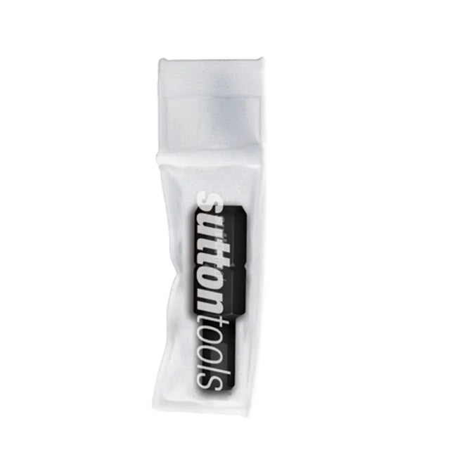 A single black rectangular product with white vertical 'suttontools' branding, sealed inside a clear plastic sleeve, on a plain white background.