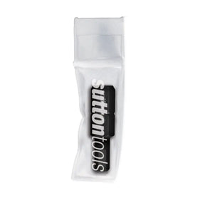 A small translucent white pouch containing a black rectangular item with the brand name 'suttontools' printed vertically in white, shown on a plain white background.