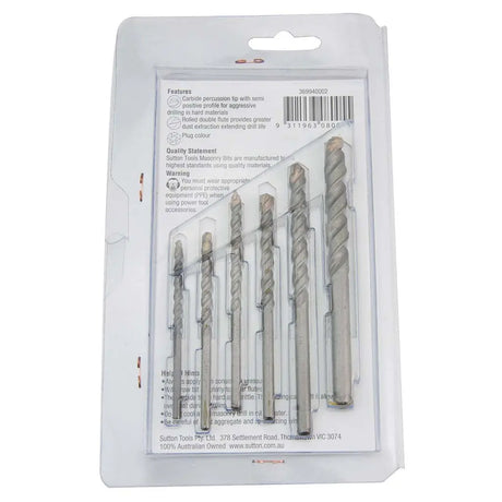 A 5-piece set of Sifton Tools Masonry Bits in a clear plastic blister pack with a white backing card, shown against a plain white background.