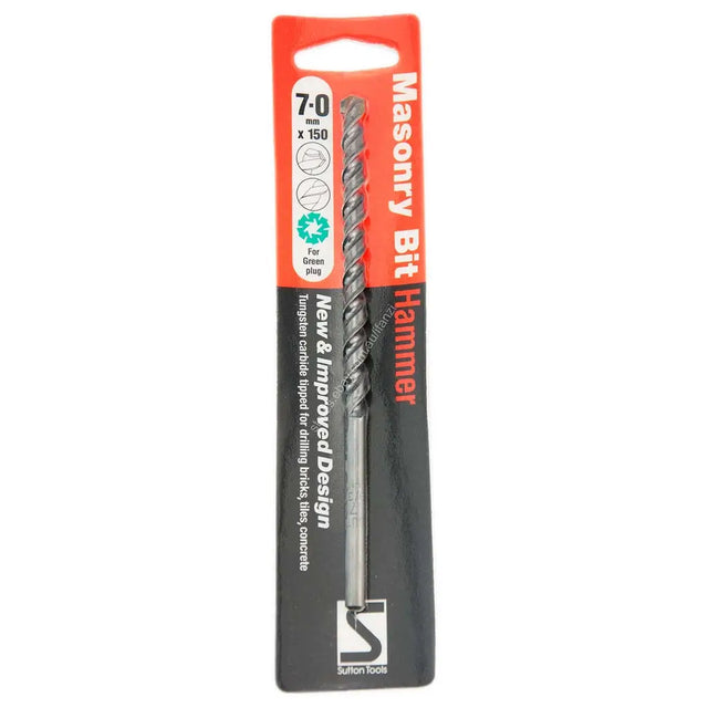 A packaged Masonry Bit Hammer drill bit from Sabon Tools, shown in its original retail blister pack against a white background.