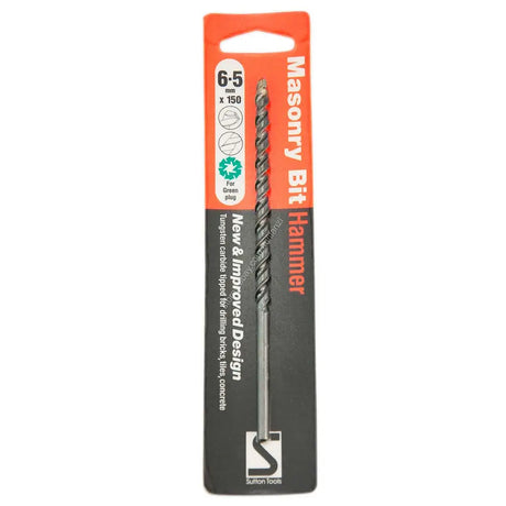 A packaged Masonry Bit Hammer from Simpson Products, featuring a silver spiral drill bit with a hook tip, mounted on a black and orange cardboard sleeve.