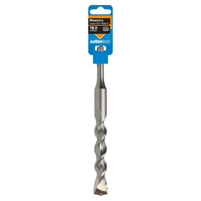 A SulfoTools 18.0 mm masonry drill bit with a spiral flute design, shown in its blue retail packaging on a plain white background.