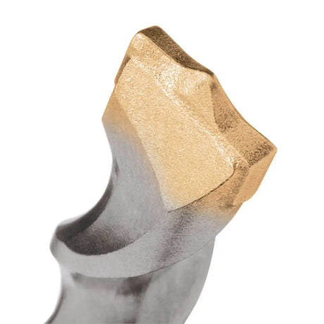 Metallic object with gold and silver colors on a white background