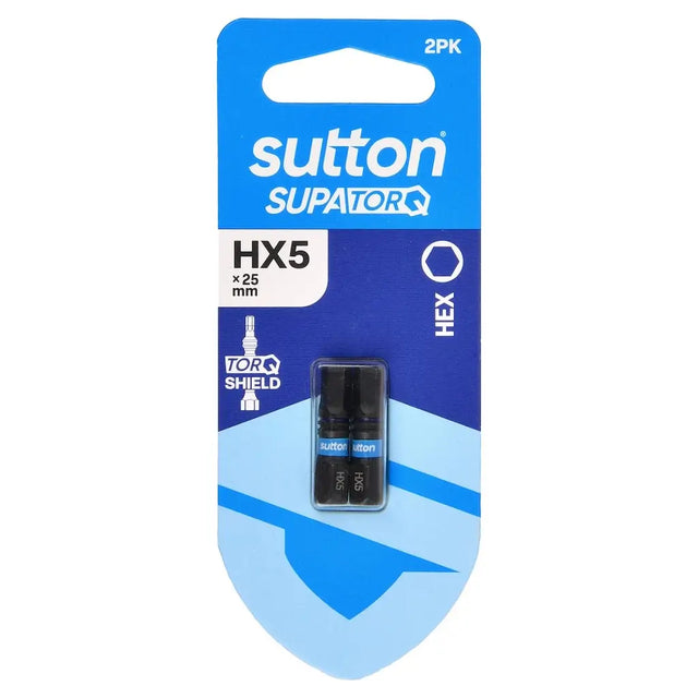 Sutton Supator Q HX5 hex bit packaging on a white background