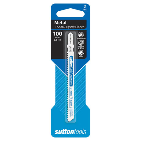 Sutton Tools metal T-shank jigsaw blade packaging on a white background