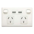 Tesla Power Wall Plate 2 Socket With 2 USB 10A White