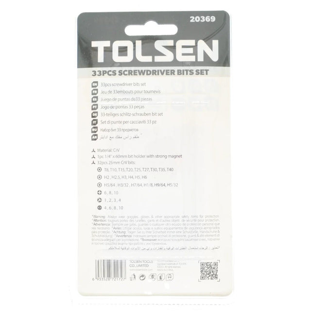 Tolsen Screwdriver Bit Set 33Pcs 20369