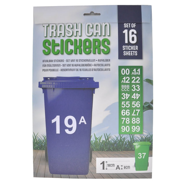 Trash Bin Number & Letter Stickers 16Pcs CR1001240