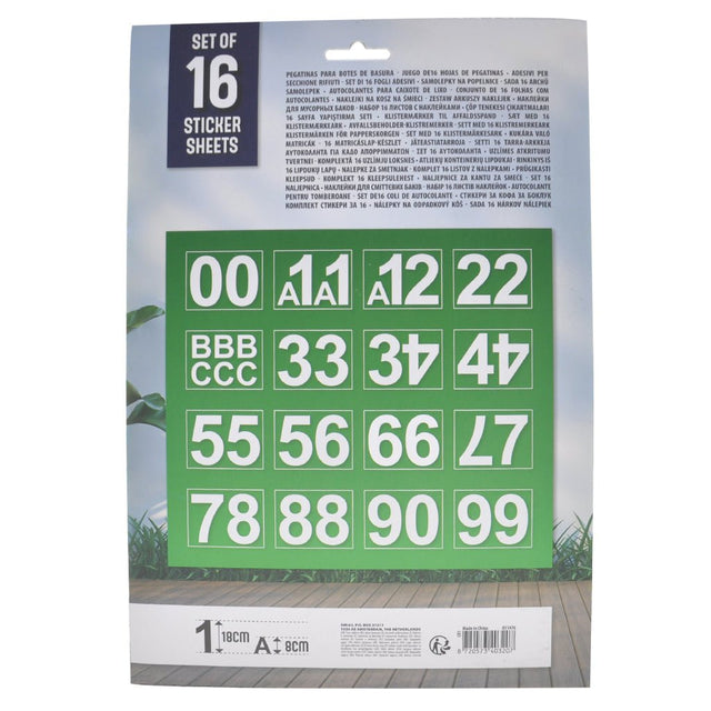 Trash Bin Number & Letter Stickers 16Pcs CR1001240