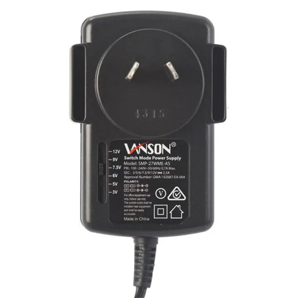 Vanson Switching Mode AC/DC Regulated Power Supply 2.5A 3 - 12V SMP - 27WME
