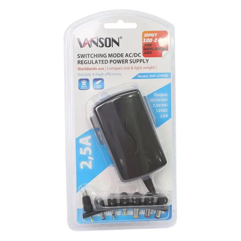 Vanson Switching Mode AC/DC Regulated Power Supply 2.5A 3 - 12V SMP - 27WME