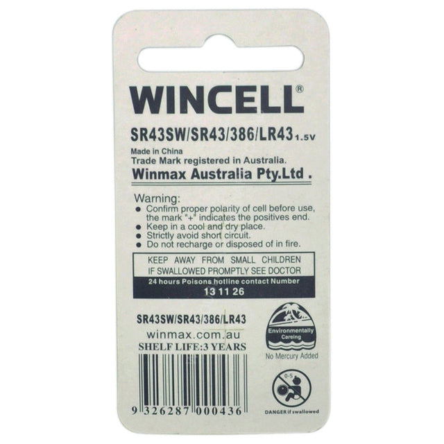 WINCELL Long Life Alkaline Cell Battery 1.5V W - AG12