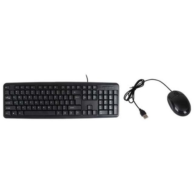 Wiretek USB Wired Keyboard and Mouse Kit Black KBD2005