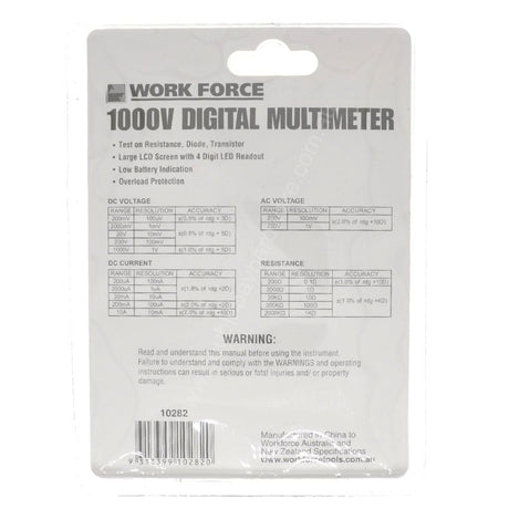 WORK FORCE Digital Multimeter 1000V 10282