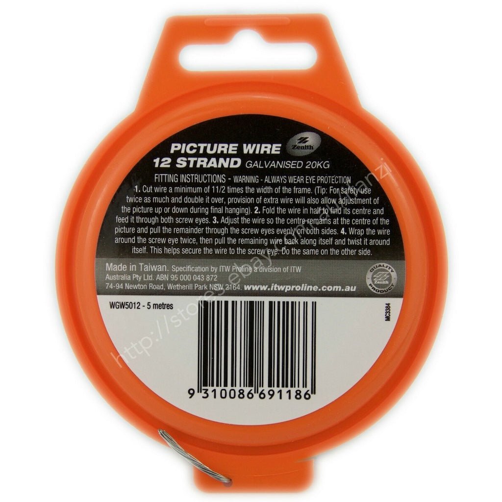ZENITH 5 Metres Galvanised Picture Wire 12 Strand 20 KG WGW5012